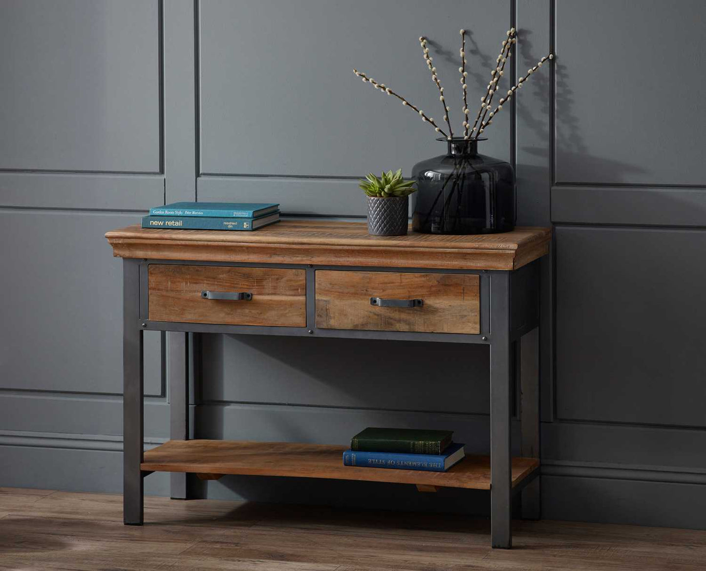 Apperley Industrial Two Drawer Console Table