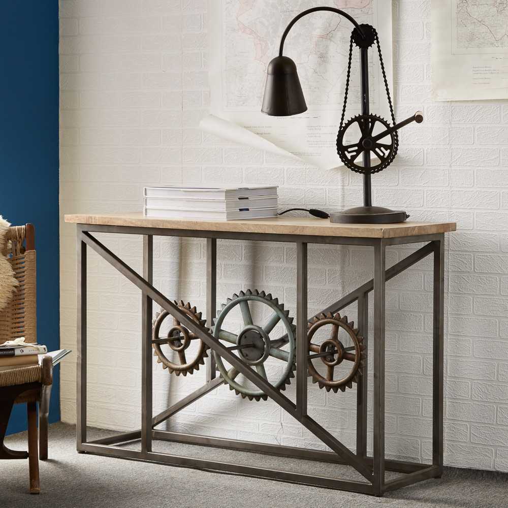 Banner Console Table with Wheels