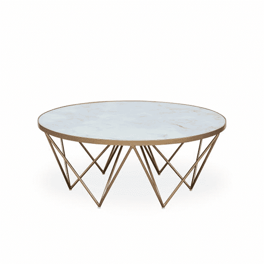 Fendi Round Coffee Table White Marble Glass