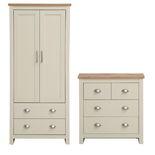 Lisbon 2 Piece Set 2 Door Wardrobe, 2+2 Chest