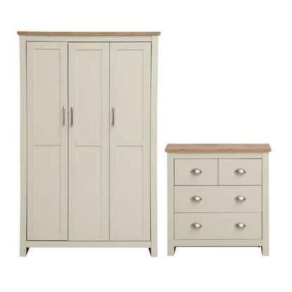 Lisbon 2 Piece Set 3 Door Wardrobe, 2+2 Chest