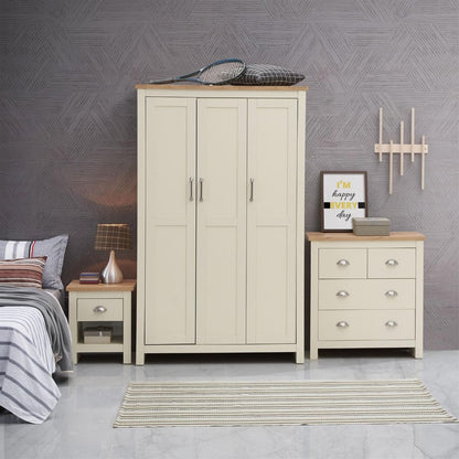 Lisbon 3 Piece Set 3 Door Wardrobe 2+2 Chest 1 Drw Bedside