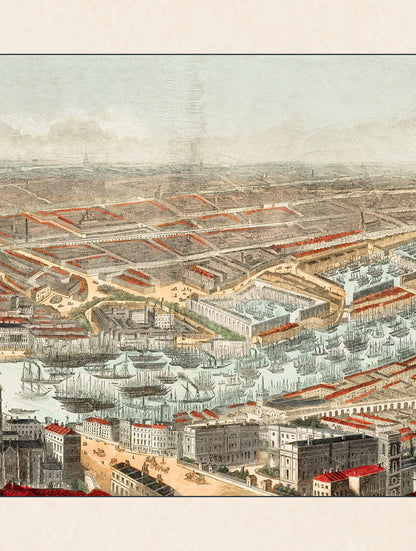 c.1845 Panoramic View of London and the River Thames