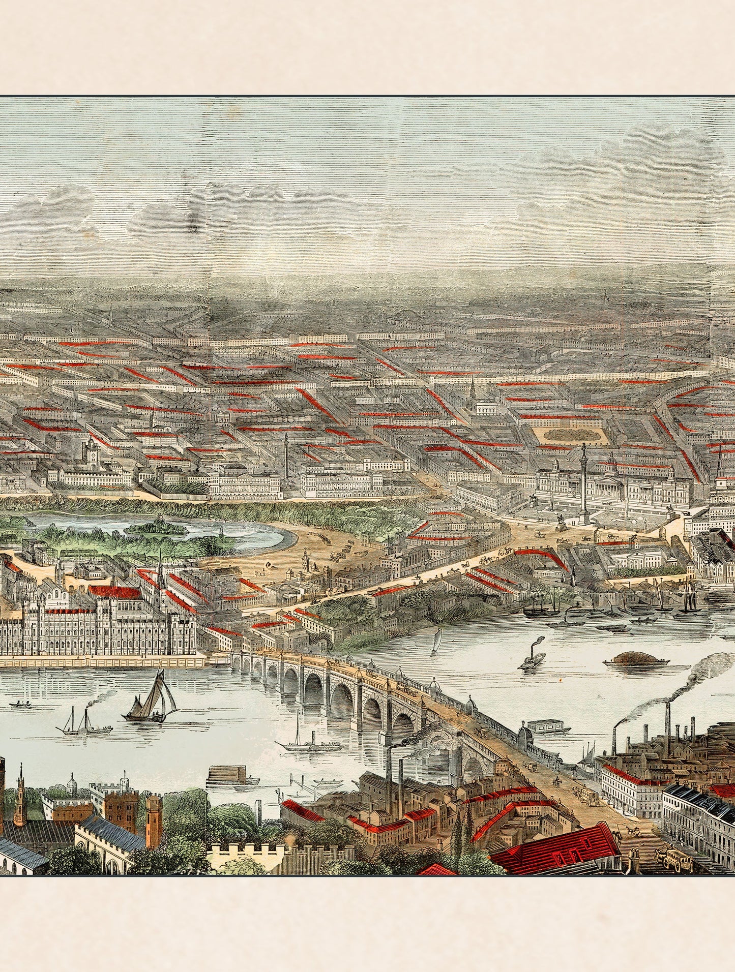 c.1845 Panoramic View of London and the River Thames