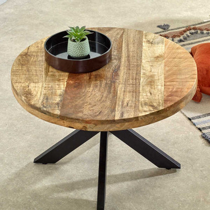 Brushwood Solid Wood Coffee Table With Metal Spider Legs