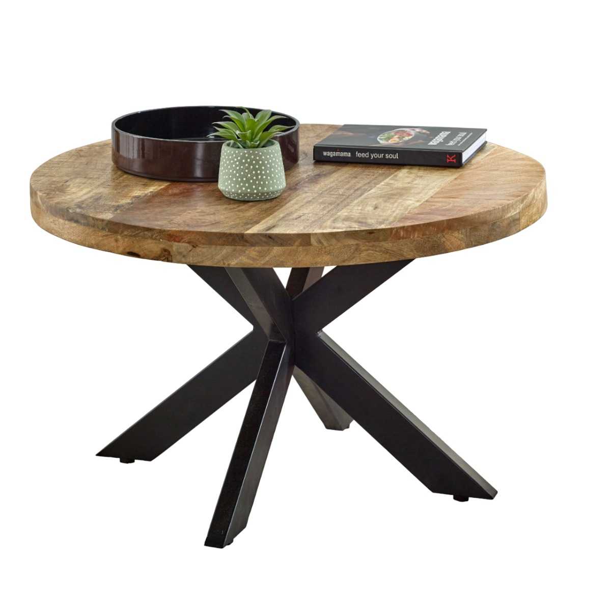 Brushwood Solid Wood Coffee Table With Metal Spider Legs