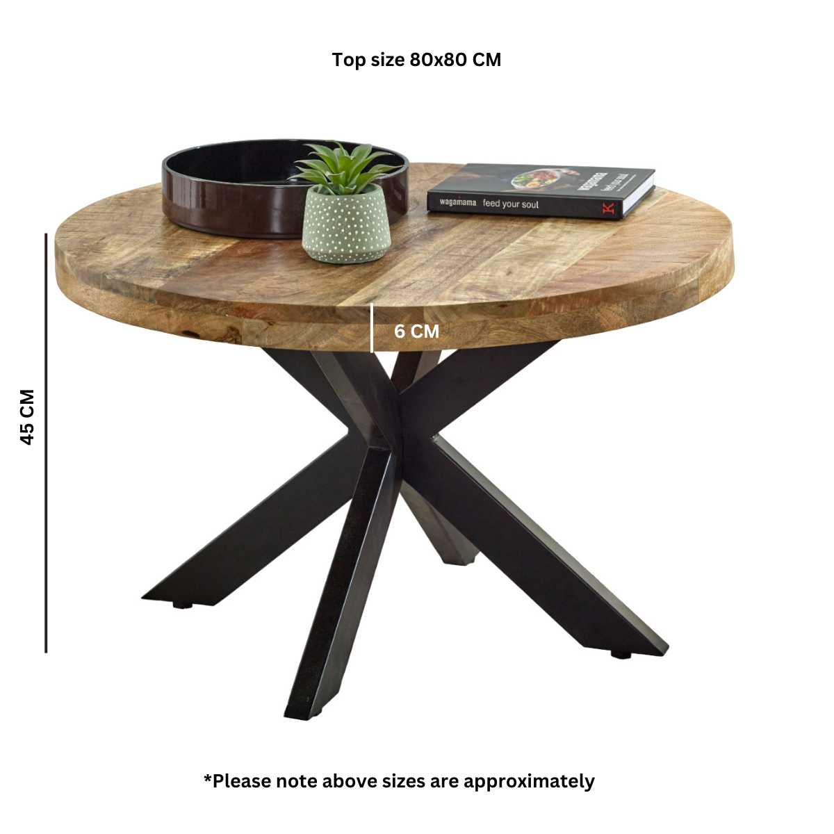 Brushwood Solid Wood Coffee Table With Metal Spider Legs