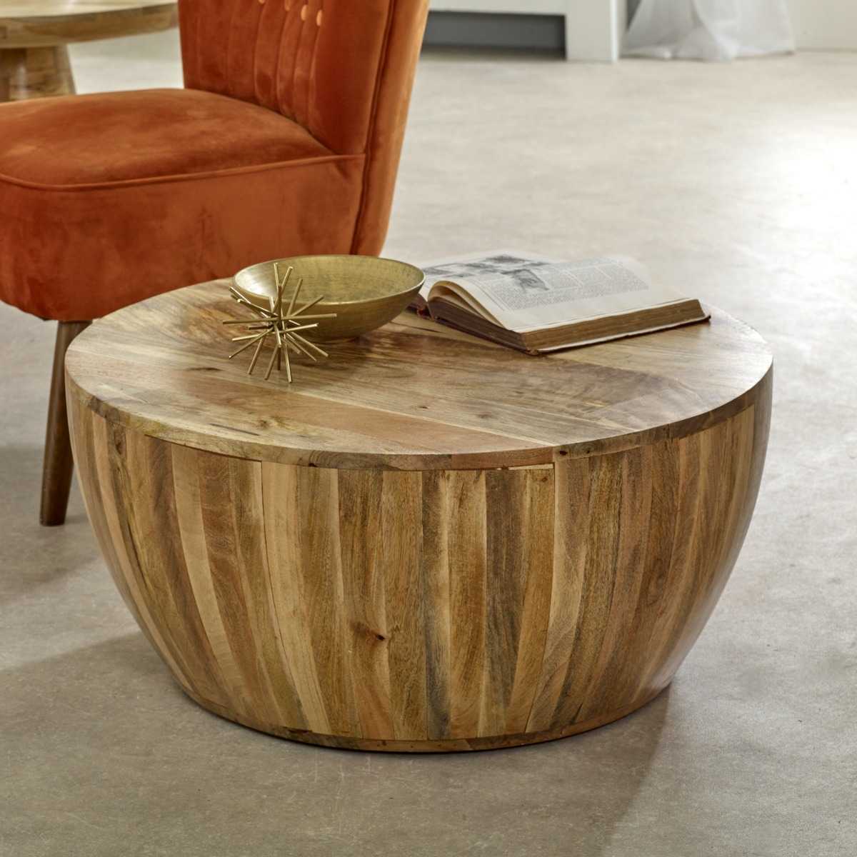 Brushwood Solid Wood Drum Coffee Table