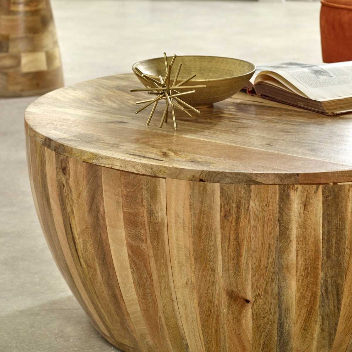 Brushwood Solid Wood Drum Coffee Table