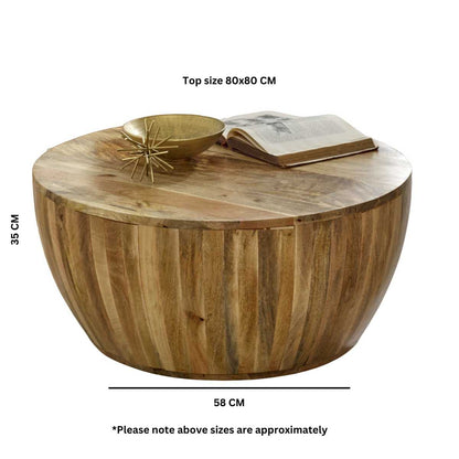 Brushwood Solid Wood Drum Coffee Table