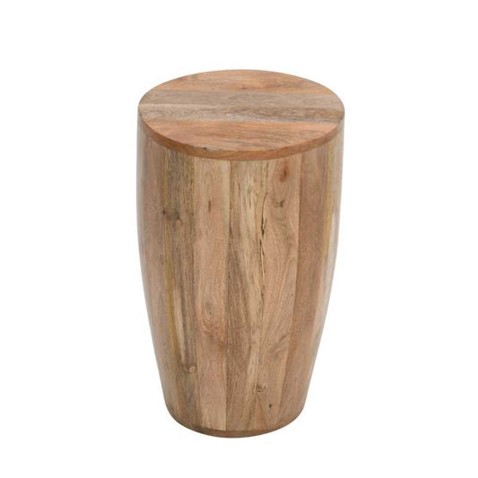 Brushwood Solid Wood Drum Side Table