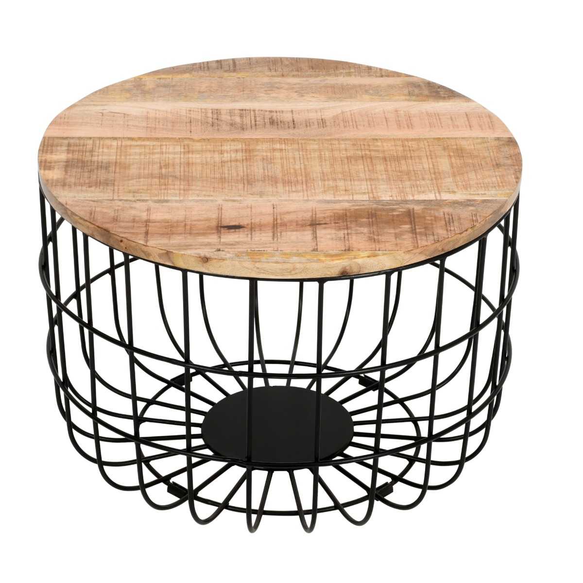 Brushwood Solid Wood & Metal Wire Coffee Table