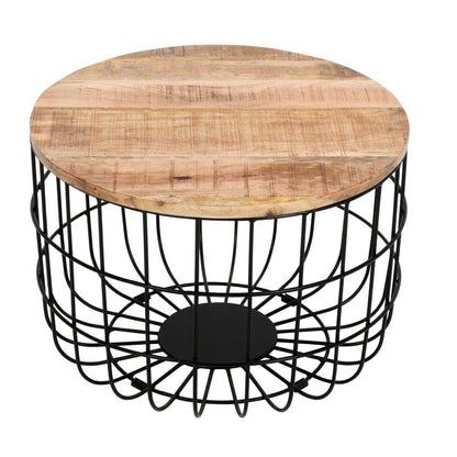 Brushwood Solid Wood & Metal Wire Coffee Table