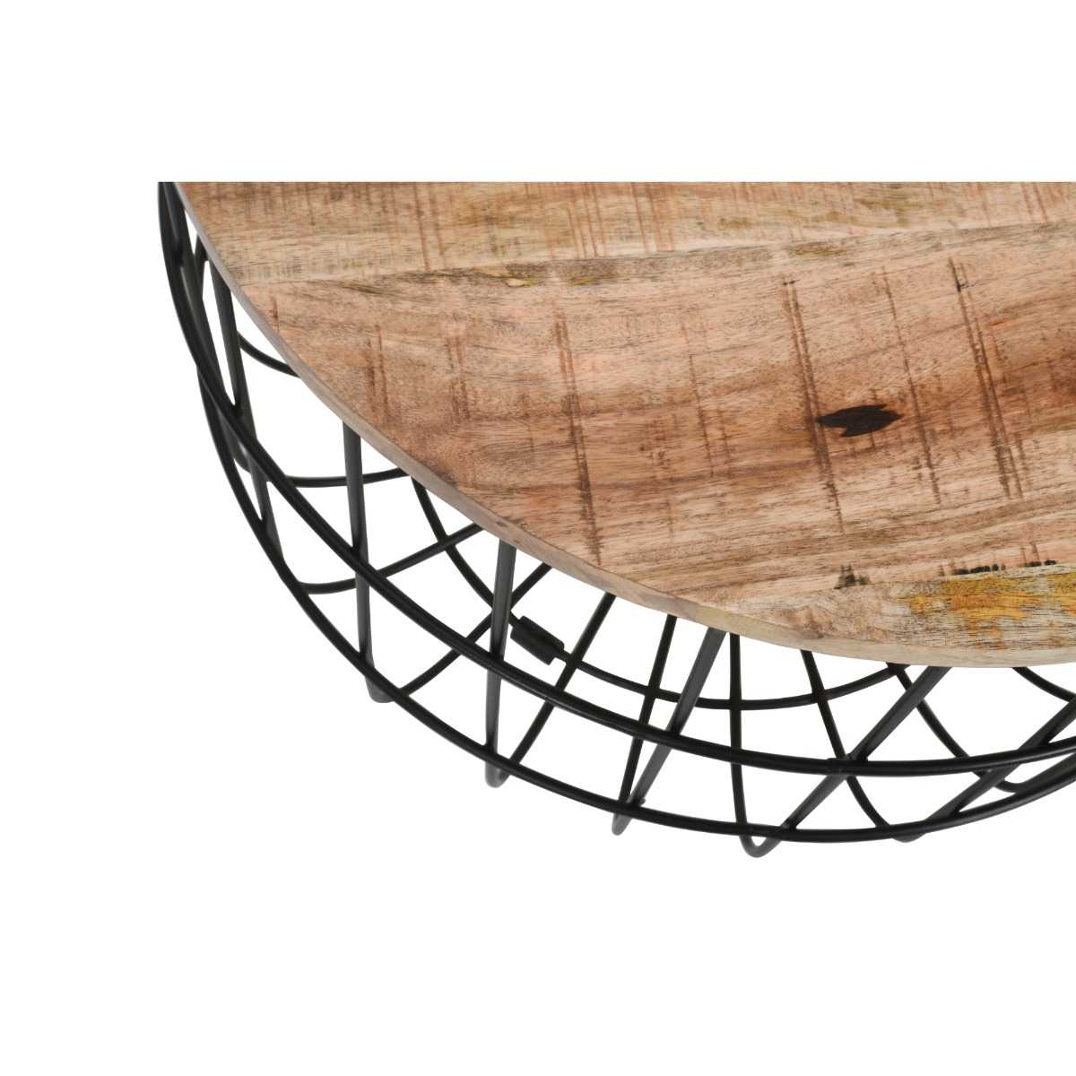 Brushwood Solid Wood & Metal Wire Coffee Table