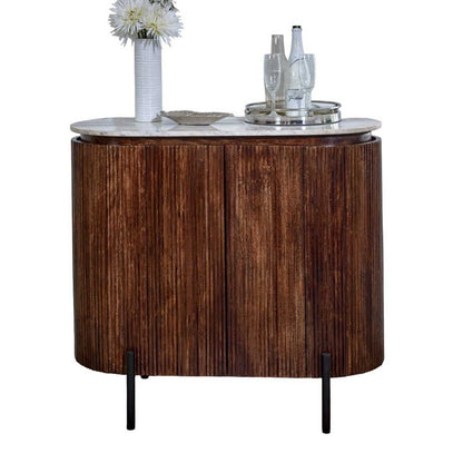 Loriini Solid Wood Sideboard/Drinks Cabinet With Marble Top & Metal Legs