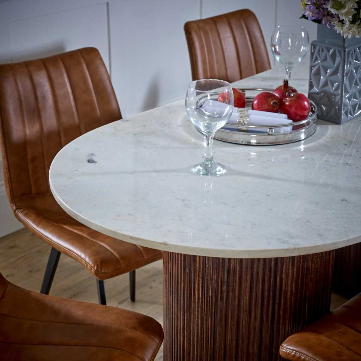 Loriini Mango Wood Dining Table 170Cm With Marble Top