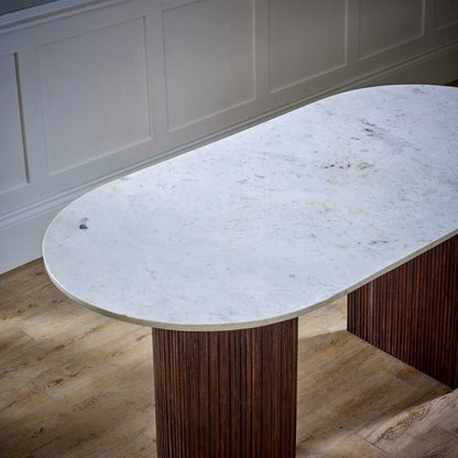 Loriini Mango Wood Dining Table 170Cm With Marble Top