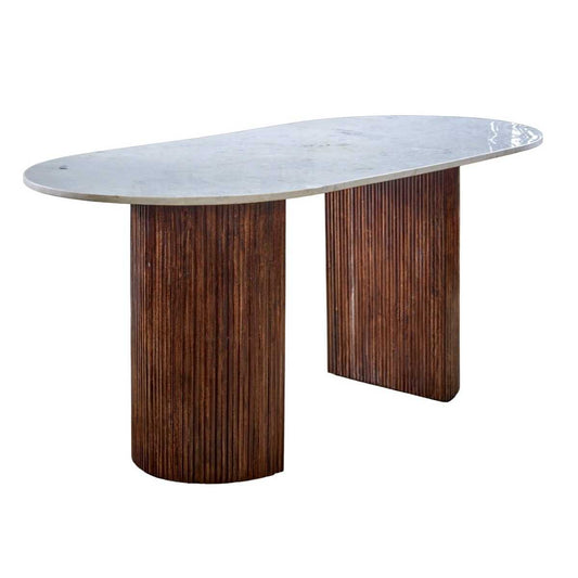 Loriini Mango Wood Dining Table 170Cm With Marble Top