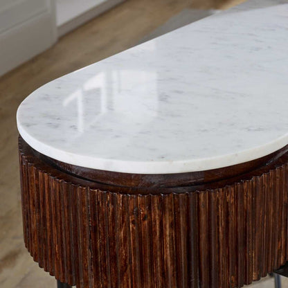 Loriini Mango Wood Console Table With Marble Top And Metal Legs