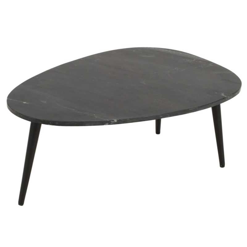 Loriini Coffee Table With Black Marble Top & Metal Legs