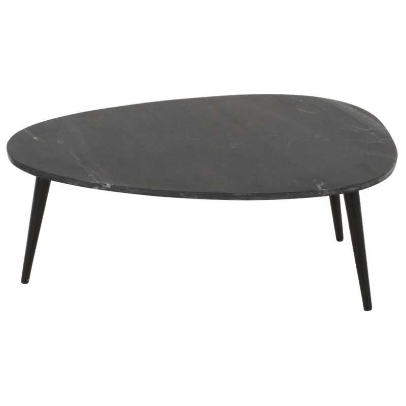 Loriini Coffee Table With Black Marble Top & Metal Legs