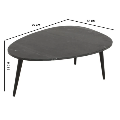 Loriini Coffee Table With Black Marble Top & Metal Legs