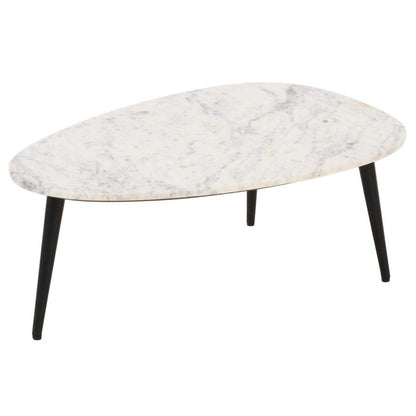 Loriini Coffee Table With White Marble Top & Metal Legs