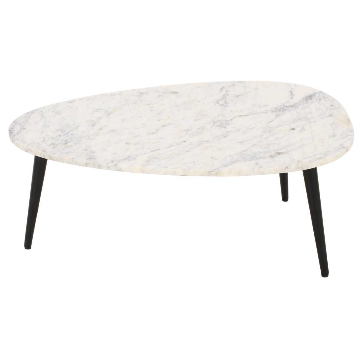 Loriini Coffee Table With White Marble Top & Metal Legs