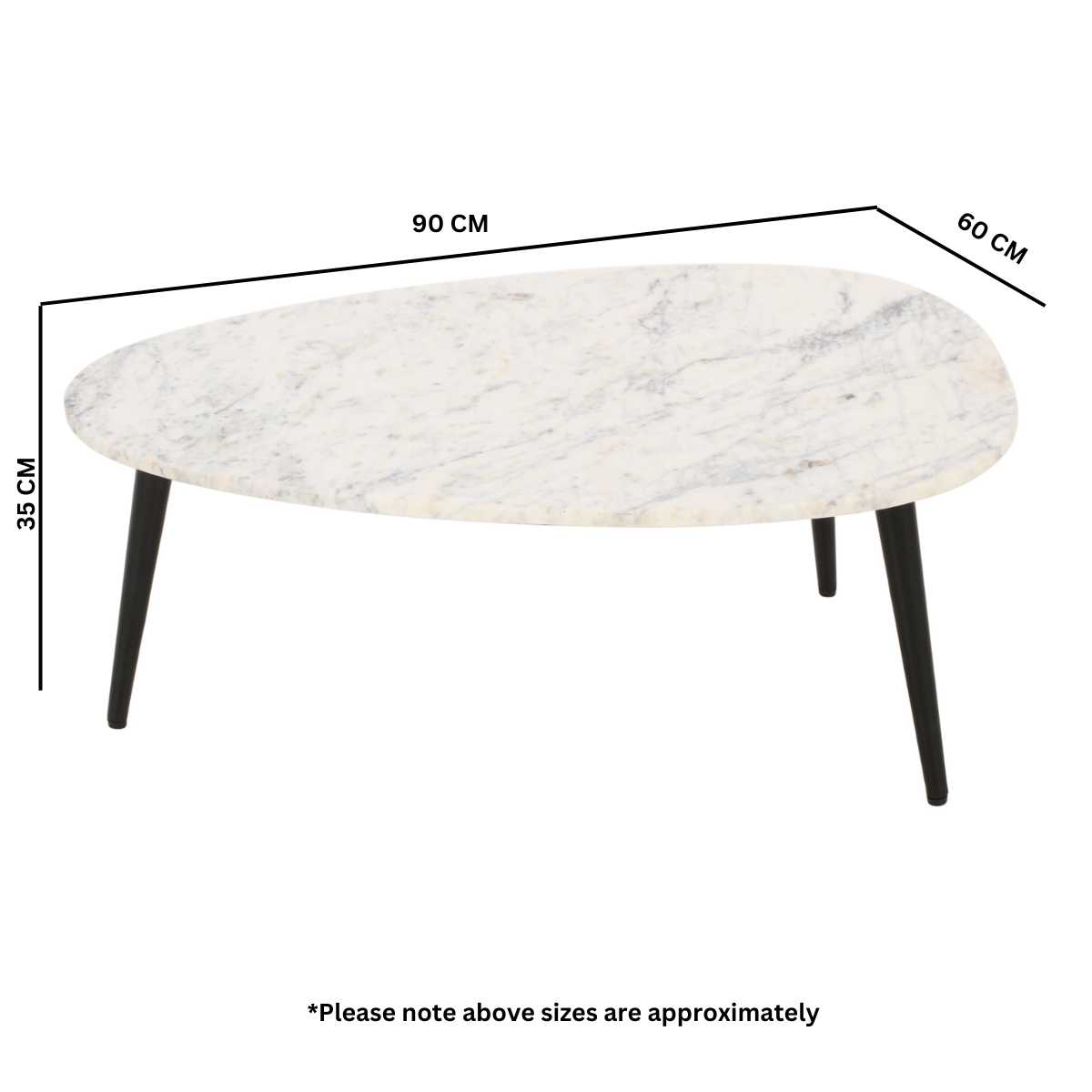 Loriini Coffee Table With White Marble Top & Metal Legs