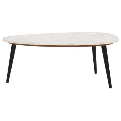 Loriini Coffee Table With White Marble Top & Metal Legs