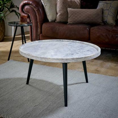 Loriini Coffee Table With Marble Top And Metal Legs