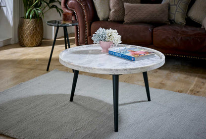 Loriini Coffee Table With Marble Top And Metal Legs