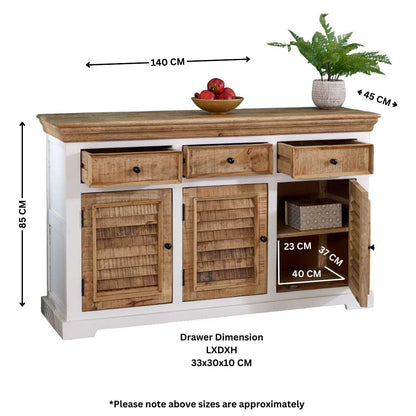 Alfie Wood Sideboard - 3 Drawers & 3 Doors