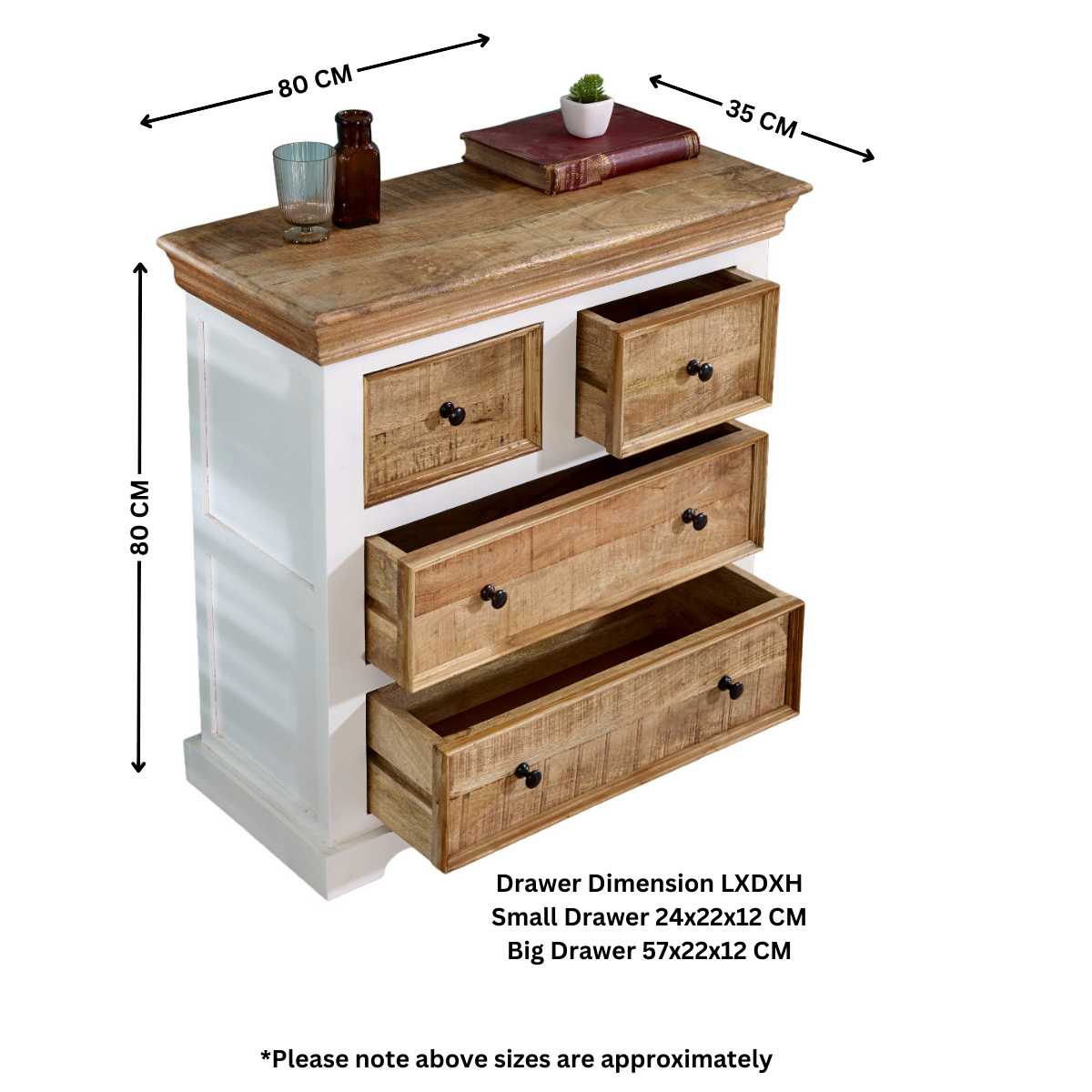 Alfie Solid Mango Wood 4 Chest Of Drawers