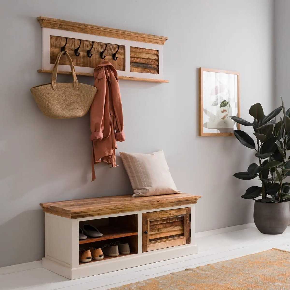 Alfie Wood Shoe Rack & Hanger Wall Hook Set