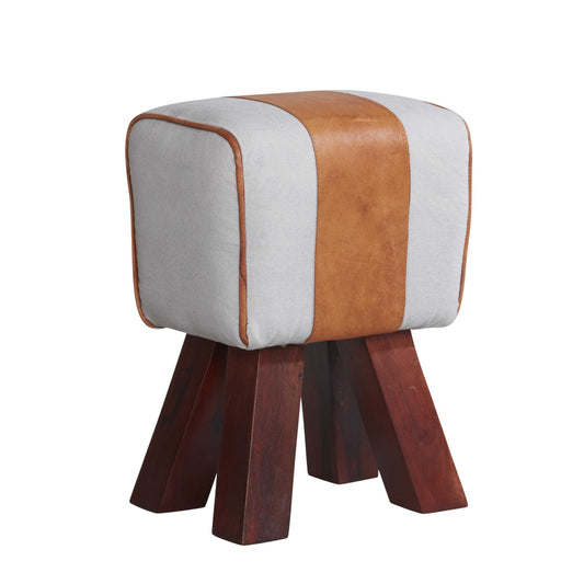 Canvas and Leather Stool