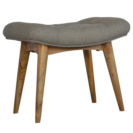 Curved Grey Tweed Bench Footstool