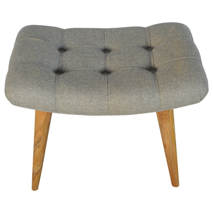 Curved Grey Tweed Bench Footstool