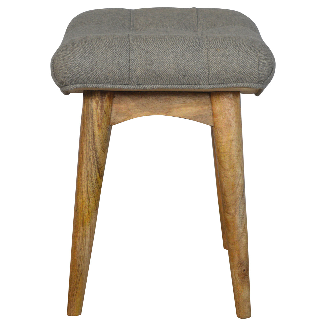 Curved Grey Tweed Bench Footstool