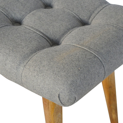 Curved Grey Tweed Bench Footstool