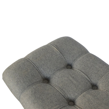 Curved Grey Tweed Bench Footstool