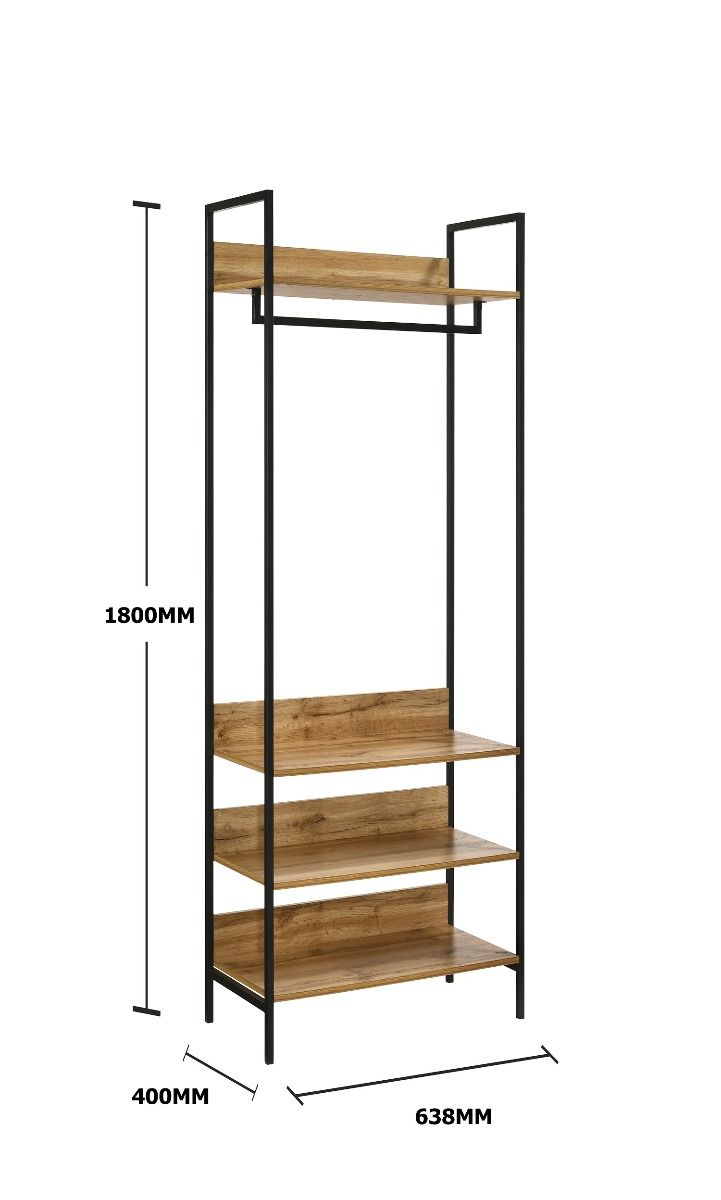 Zahra Open Wardrobe with 4 Shelves