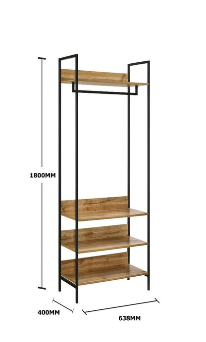 Zahra Open Wardrobe with 4 Shelves