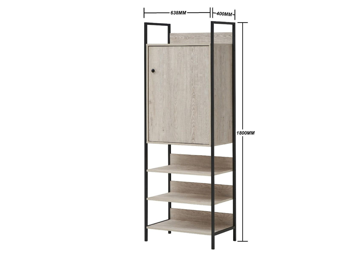 Storage Cabinet with 1 Door & 3 Shelves