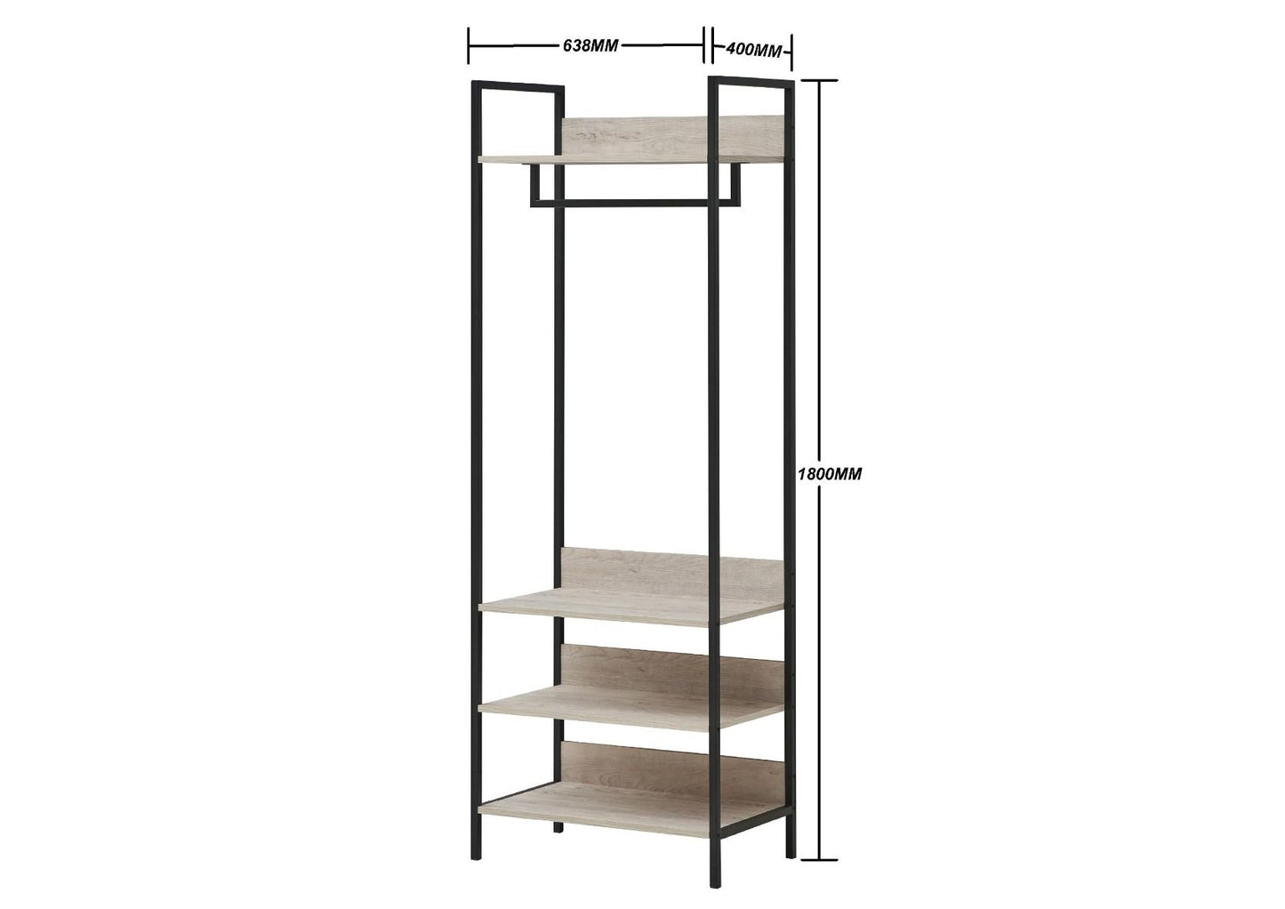 Zahar Open Wardrobe with 4 Shelves