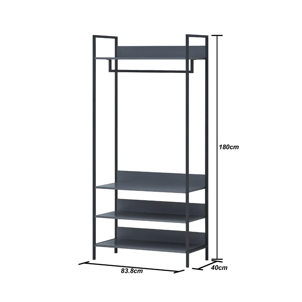 Open Wardrobe with 4 Shelves