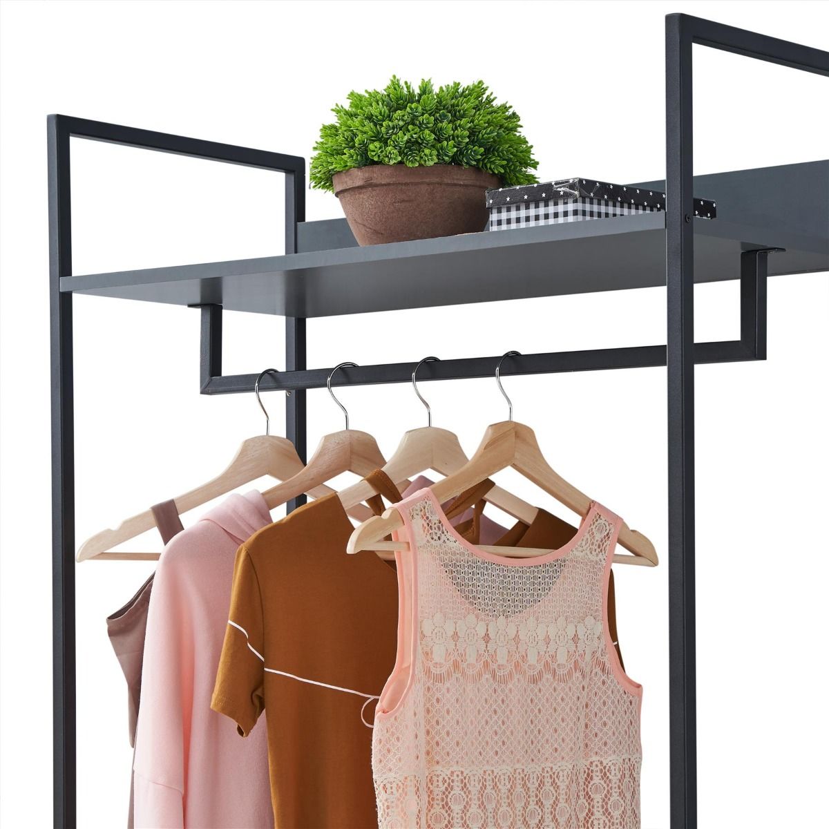 Open Wardrobe with 4 Shelves