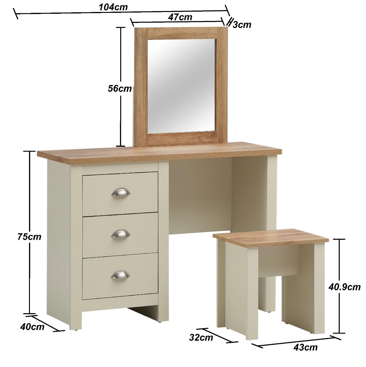 Lisbon Dressing Table 3 Drawer