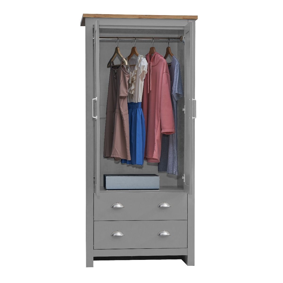 Lisbon 3 Piece Set 2 Door Wardrobe 2+2 Chest 2 Drw Bedside