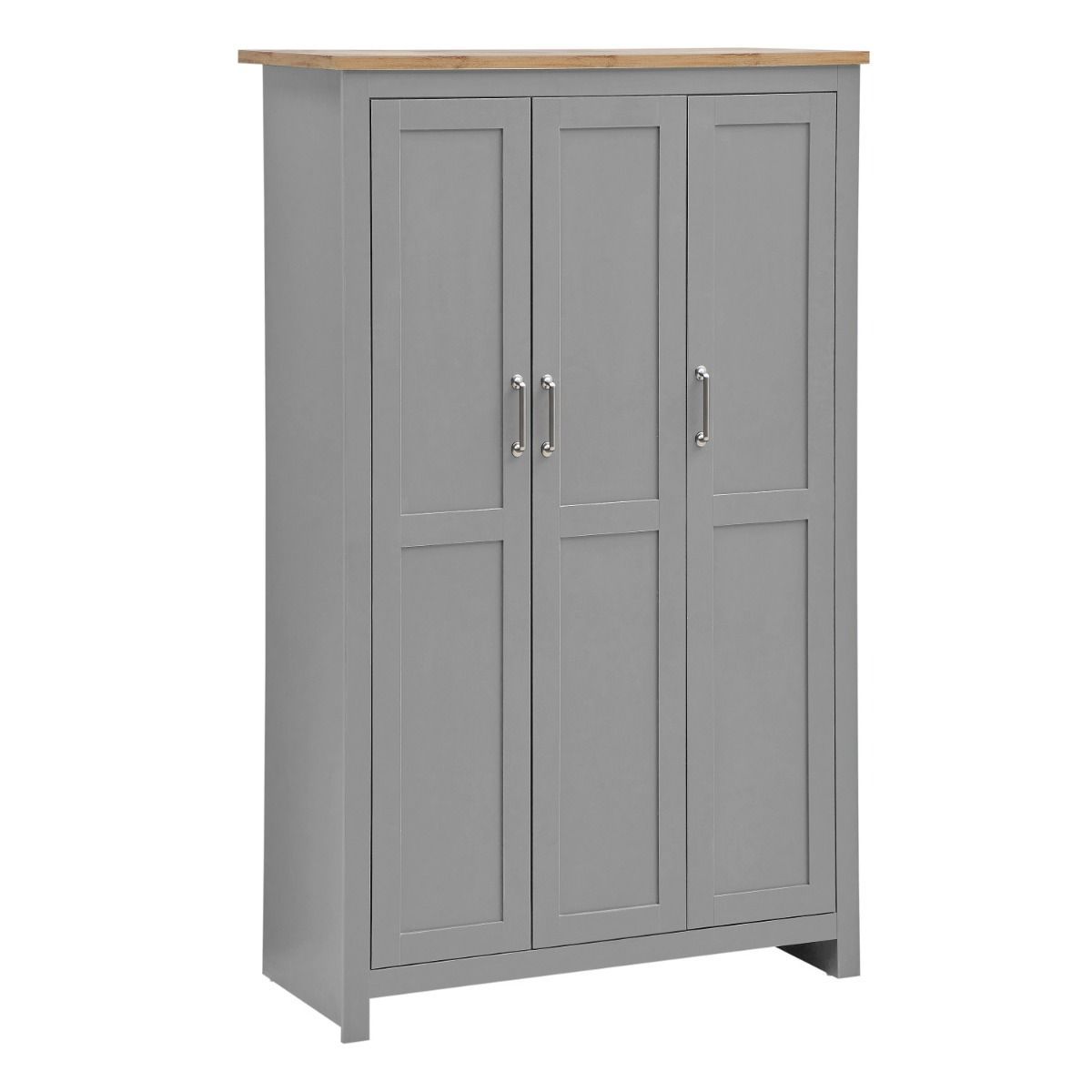 Lisbon 3 Piece Set 3 Door Wardrobe 2+2 Chest 1 Drw Bedside Light Grey